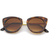 Women's Bold Round Metal Temple Cat Eye Sunglasses A526 from zeroUV