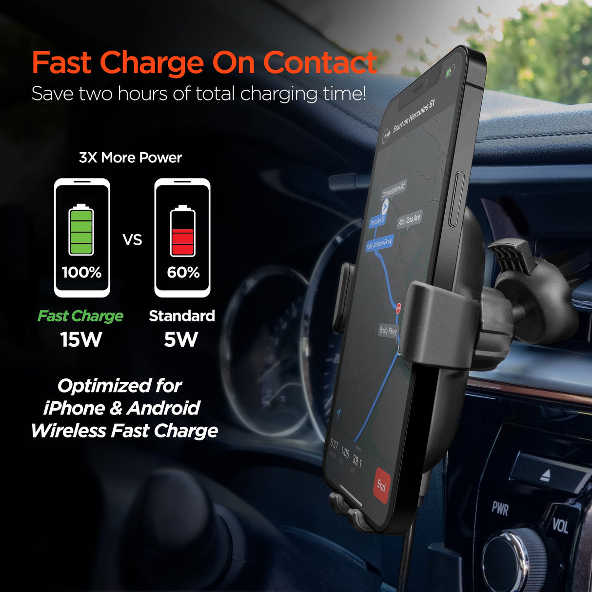 HyperGear Gravity 15W Wireless Fast Charge Mount - Hands-Free from Jupiter Gear Home