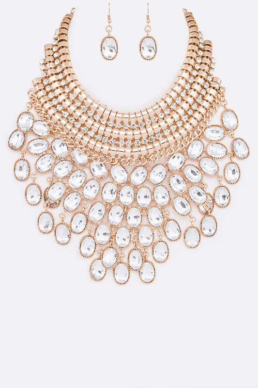 Crystal Bib Head Turner Statement Necklace Set from My Pampered Life Seattle