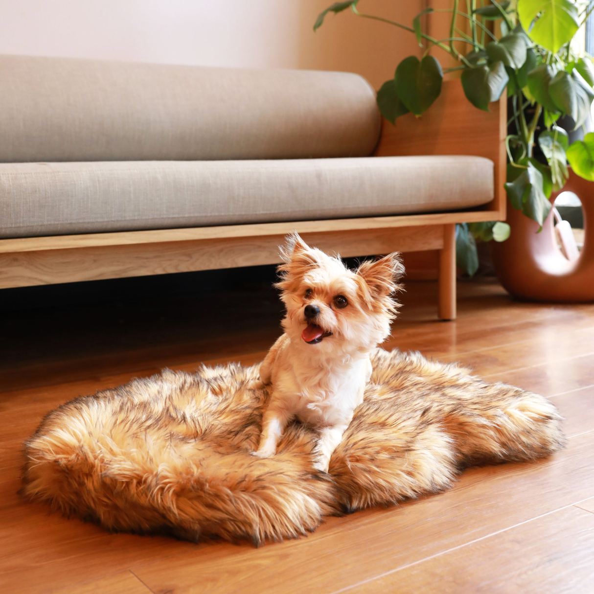 PupRug by Paw.com™ Faux Fur Orthopedic Dog Bed - Curve Sable Tan from Paw.com