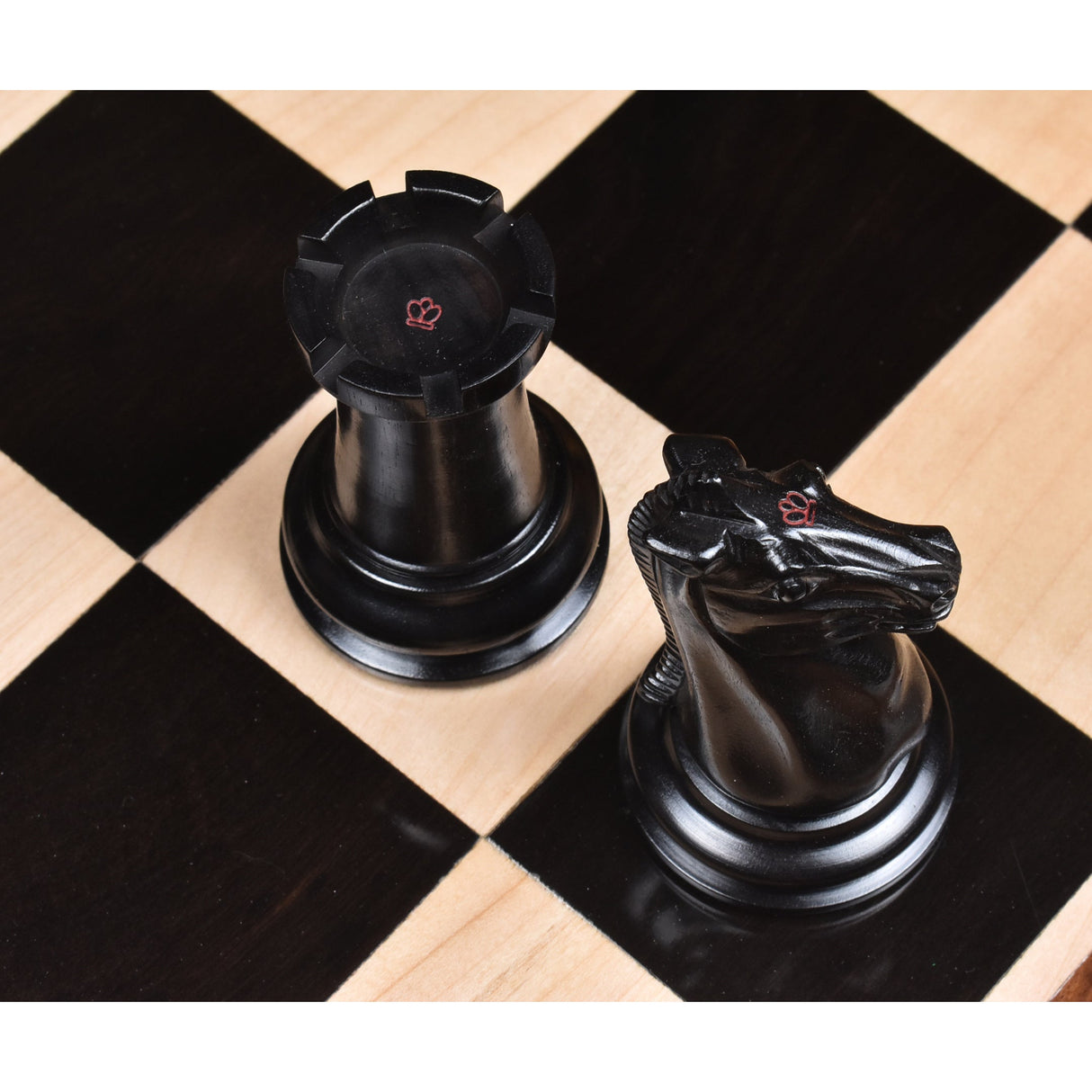 Leuchars Cook Staunton Chess Set- Chess Pieces Only - Ebony Wood & Antiqued Boxwood - 4.5" From Royal Chess Mall