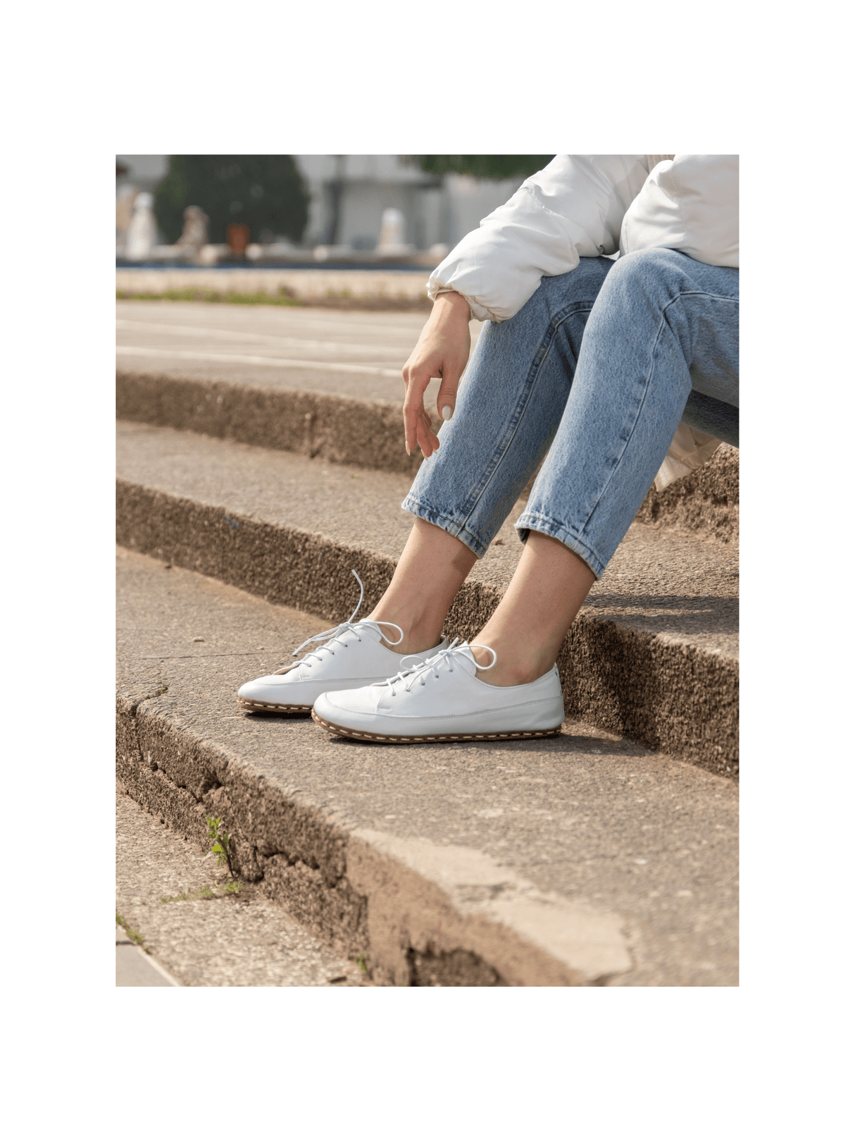 Men's White Barefoot Sneakers from Atlantis Handmade Shoes