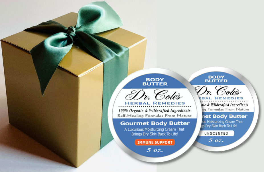 Two Gourmet Body Butters #16: Plain and Immune Support From Dr. Cole's Herbal Remedies