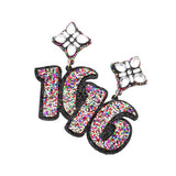 16th Birthday Glittered Confetti Message Dangle Earrings from Madeline Love