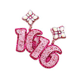 16th Birthday Glittered Confetti Message Dangle Earrings from Madeline Love