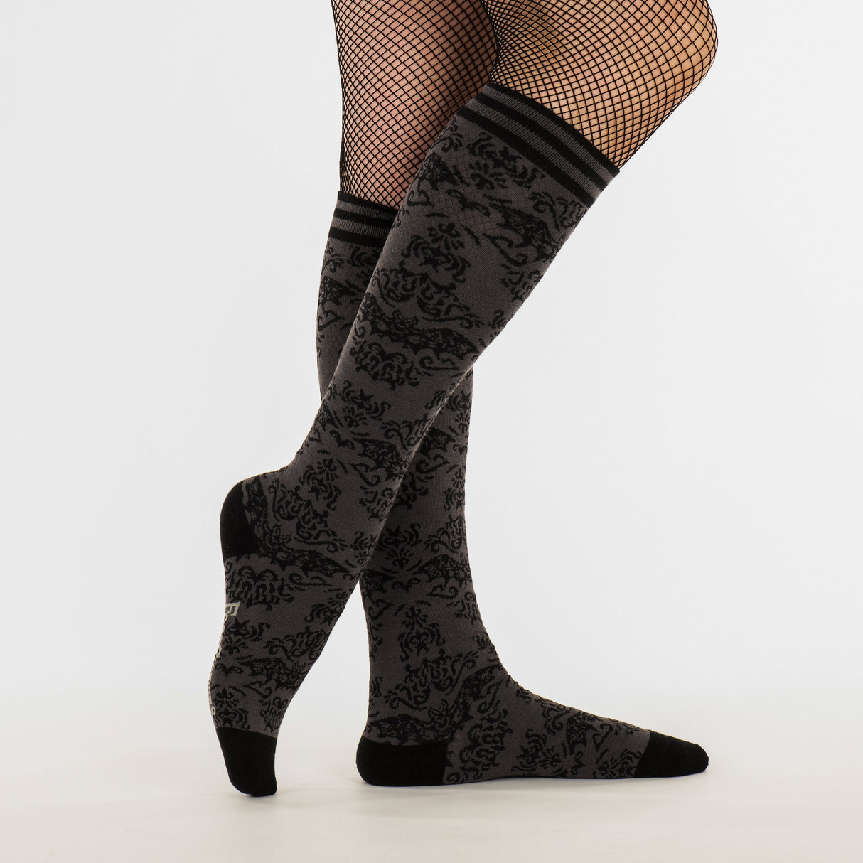 Grey & Black Knee High Sock Pack | 2 Designs from FootClothes