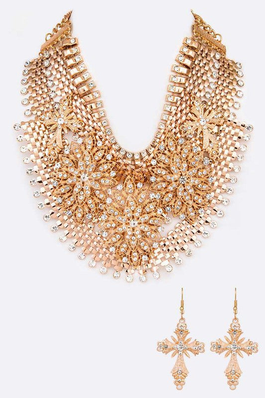 Crystal Accent Statement Bib Necklace Set from My Pampered Life Seattle
