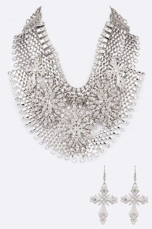 Crystal Accent Statement Bib Necklace Set from My Pampered Life Seattle