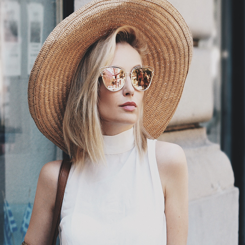 Women's Modern Flat Lens Cat Eye Metal Sunglasses A323 from zeroUV