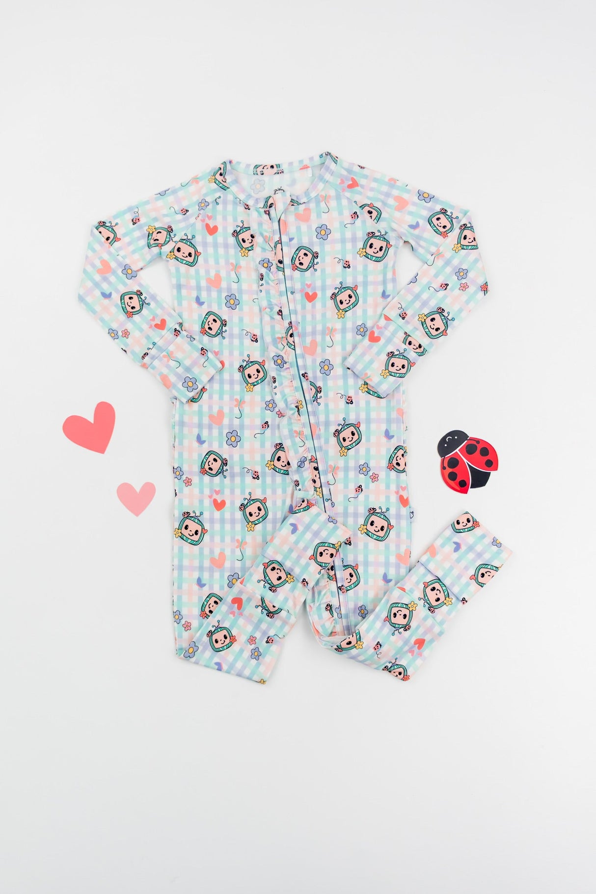 Dream Big Little Co x CoComelon SPRINGTIME MELON DREAM RUFFLE ROMPER from DREAM BIG LITTLE CO