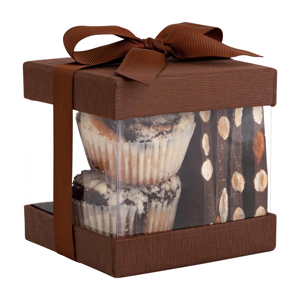 Clear Plastic Gift Boxes Brown Bakery Boxes With Base Lid & Ribbon from Hammont