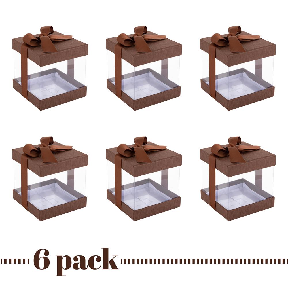 Clear Plastic Gift Boxes Brown Bakery Boxes With Base Lid & Ribbon from Hammont