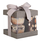 Plastic Gift Boxes Gray Bakery Boxes With Base Lid & Ribbon from Hammont