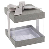 Plastic Gift Boxes Gray Bakery Boxes With Base Lid & Ribbon from Hammont