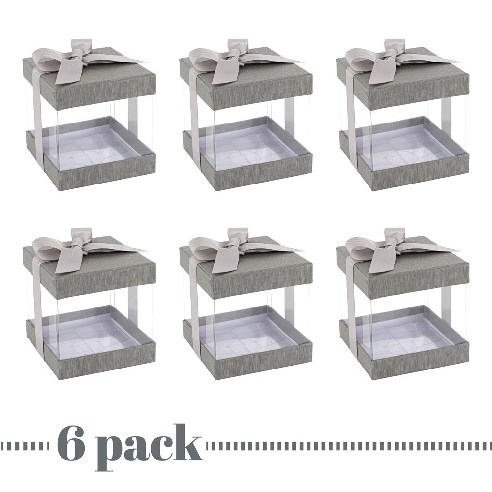 Plastic Gift Boxes Gray Bakery Boxes With Base Lid & Ribbon from Hammont