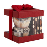 Clear Plastic Gift Boxes Maroon Bakery Boxes With Base Lid & Ribbon from Hammont