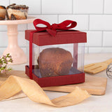 Clear Plastic Gift Boxes Maroon Bakery Boxes With Base Lid & Ribbon from Hammont