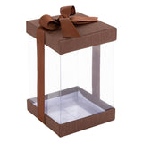 Plastic Gift Boxes Brown 8X 4X 4" 6 Pack Bakery Boxes With Base Lid & Ribbon from Hammont