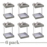 Plastic Gift Boxes Gray 8X 4X 4" 6 Pack Bakery Boxes With Base Lid & Ribbon from Hammont
