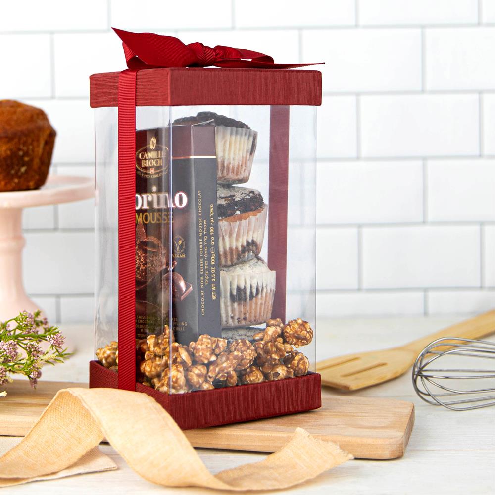 Plastic Gift Boxes Maroon 8X4X4" 6 Pack Bakery Boxes With Base Lid & Ribbon from Hammont
