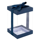 Plastic Gift Boxes Navy Blue 8X4X4 6 Pack Bakery Boxes With Base Lid & Ribbon from Hammont