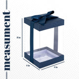 Plastic Gift Boxes Navy Blue 8X4X4 6 Pack Bakery Boxes With Base Lid & Ribbon from Hammont