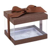 Plastic Gift Boxes Brown 5X4X3.5" 6 Pack Bakery Boxes With Base Lid & Ribbon from Hammont