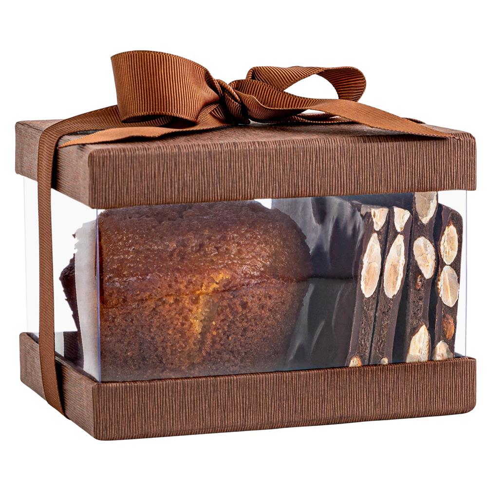 Plastic Gift Boxes Brown 5X4X3.5" 6 Pack Bakery Boxes With Base Lid & Ribbon from Hammont
