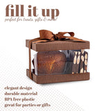Plastic Gift Boxes Brown 5X4X3.5" 6 Pack Bakery Boxes With Base Lid & Ribbon from Hammont