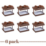 Plastic Gift Boxes Brown 5X4X3.5" 6 Pack Bakery Boxes With Base Lid & Ribbon from Hammont