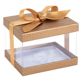 Plastic Gift Boxes Gold 5X4X3.5" 6 Pack Bakery Boxes With Base Lid & Ribbon from Hammont