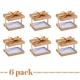Plastic Gift Boxes Gold 5X4X3.5" 6 Pack Bakery Boxes With Base Lid & Ribbon from Hammont