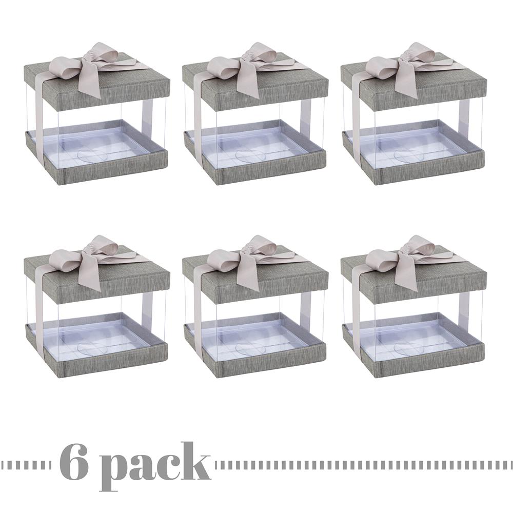 Plastic Gift Boxes Gray 5X4X3.5" 6 Pack Bakery Boxes With Base Lid & Ribbon from Hammont