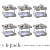 Plastic Gift Boxes Gray 5X4X3.5" 6 Pack Bakery Boxes With Base Lid & Ribbon from Hammont