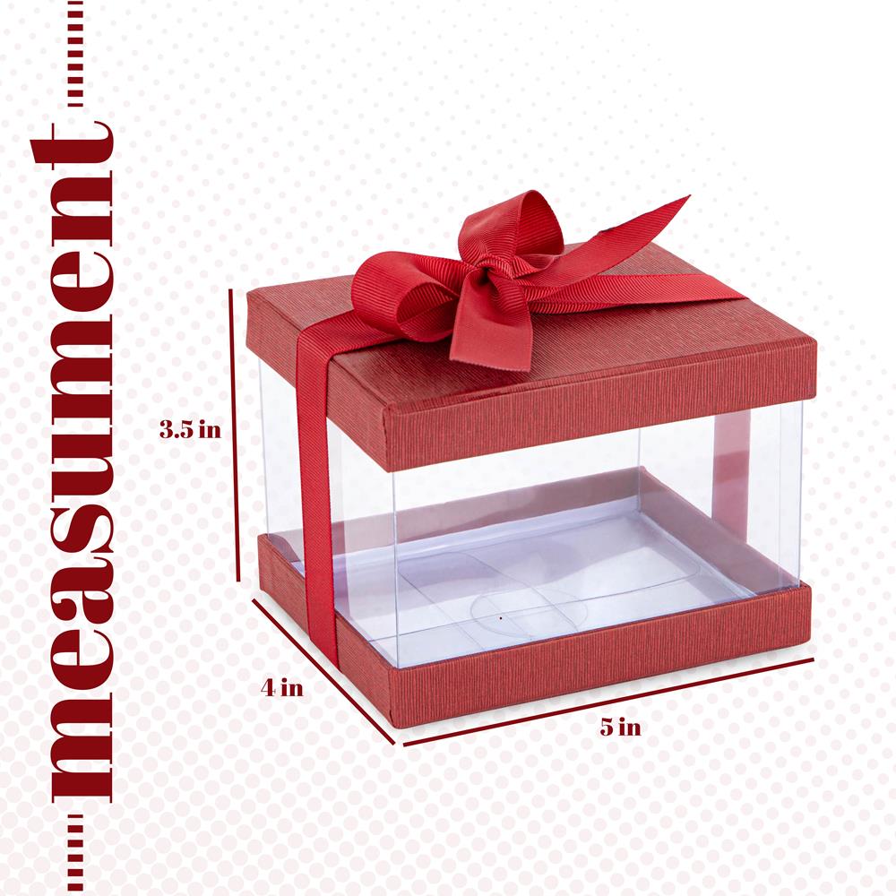 Plastic Gift Boxes Maroon 5X4X3.5" 6 Pack Bakery Boxes With Base Lid & Ribbon from Hammont