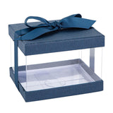 Plastic Gift Boxes Navy blue 5X4X3.5 6 Pack Bakery Boxes With Base Lid & Ribbon from Hammont