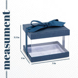 Plastic Gift Boxes Navy blue 5X4X3.5 6 Pack Bakery Boxes With Base Lid & Ribbon from Hammont