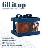 Plastic Gift Boxes Navy blue 5X4X3.5 6 Pack Bakery Boxes With Base Lid & Ribbon from Hammont