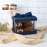 Plastic Gift Boxes Navy blue 5X4X3.5 6 Pack Bakery Boxes With Base Lid & Ribbon from Hammont