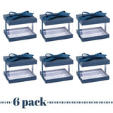 Plastic Gift Boxes Navy blue 5X4X3.5 6 Pack Bakery Boxes With Base Lid & Ribbon from Hammont