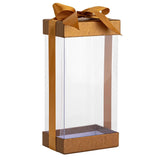 Plastic Gift Boxes Bakery Boxes With Base Lid & Ribbon Gold 7.5X3.75X2.5" from Hammont