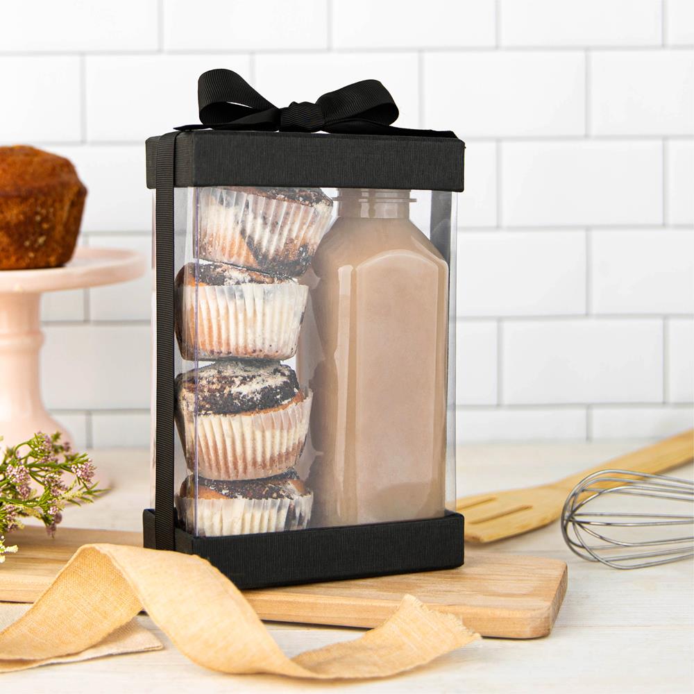 Plastic Gift Boxes 7.5X5X2.5" 6 Pack Bakery Boxes With Base Lid & Ribbon from Hammont