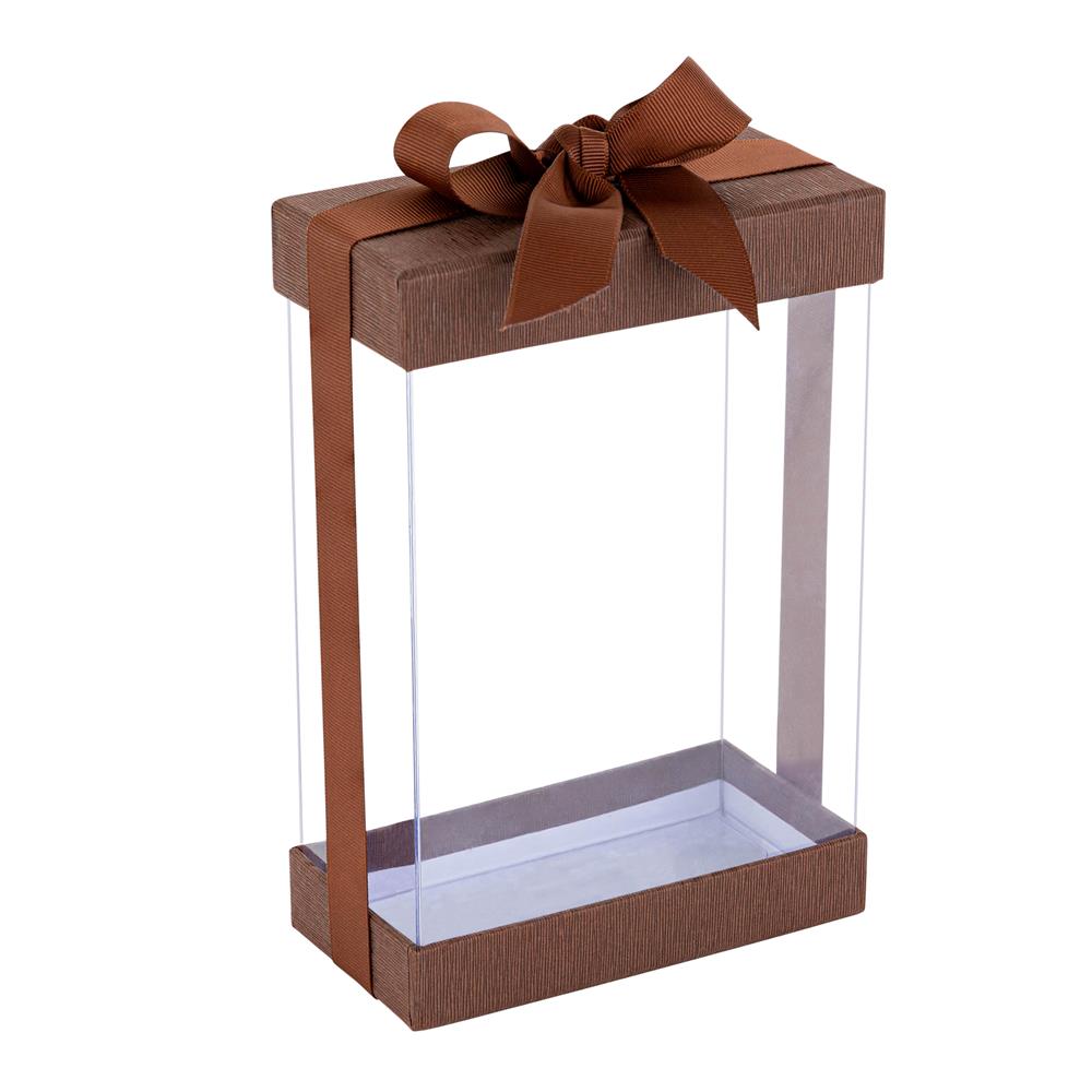 Clear Brown 7X5X3" Gift Boxes 6 Pack Bakery Boxes With Base Lid & Ribbon from Hammont