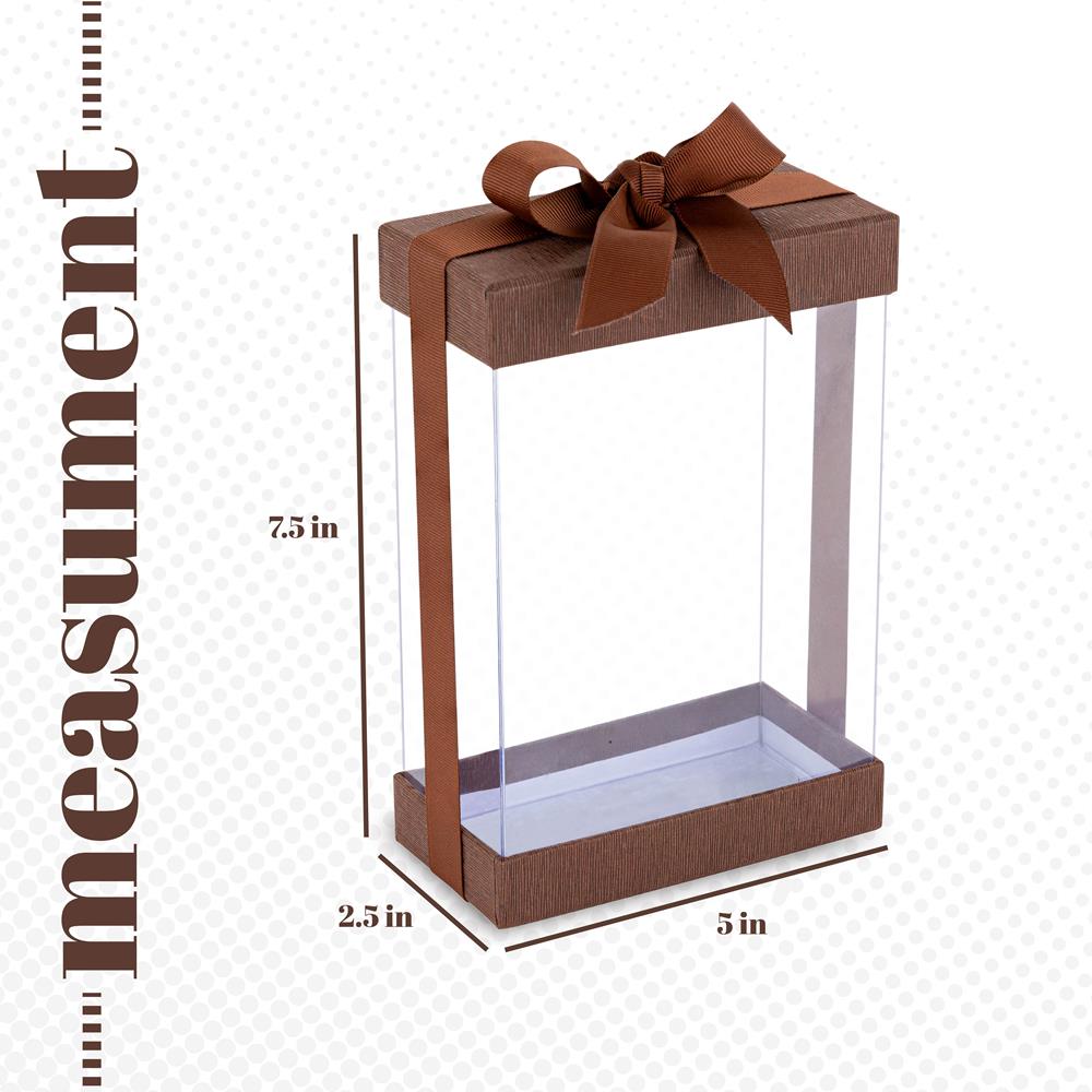 Clear Brown 7X5X3" Gift Boxes 6 Pack Bakery Boxes With Base Lid & Ribbon from Hammont