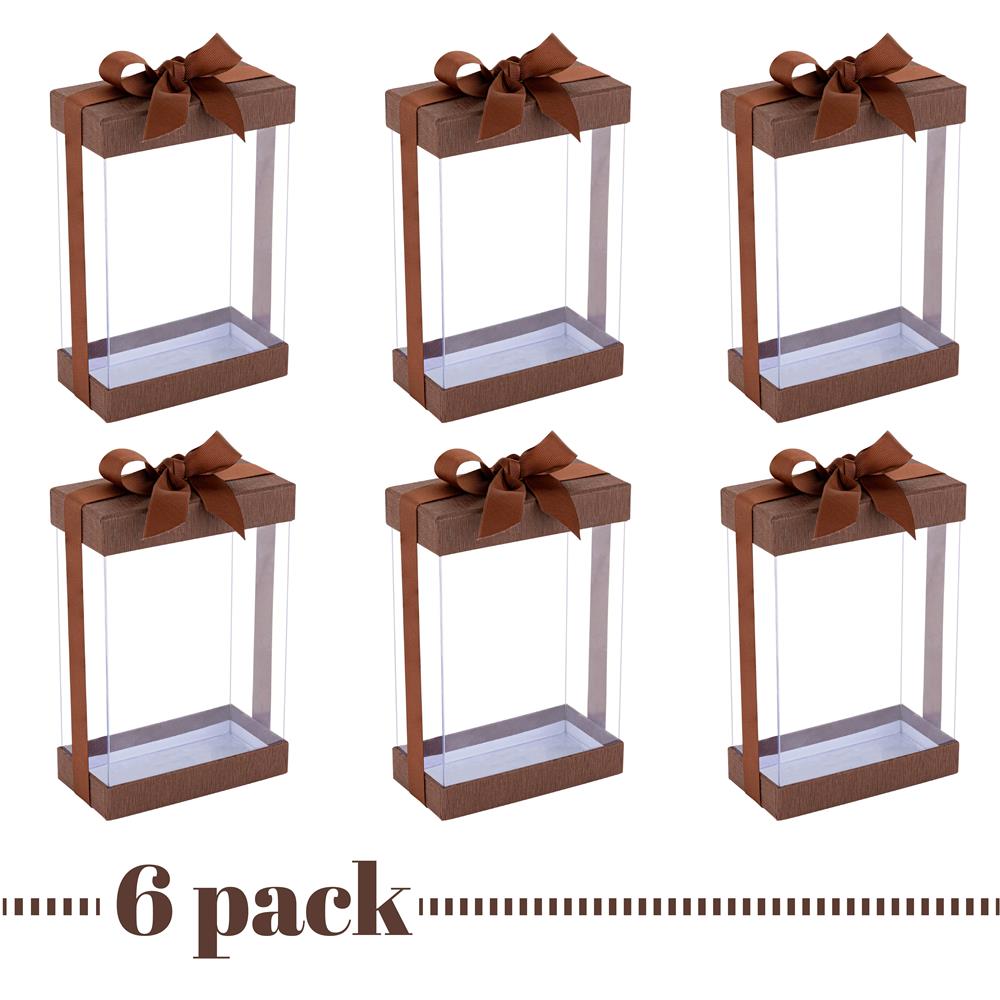 Clear 7X5X3" Gift Boxes 6 Pack Bakery Boxes With Base Lid & Ribbon from Hammont