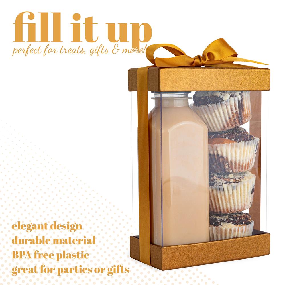 Plastic Gift Boxes 7.5X5X2.5" 6 Pack Bakery Boxes With Base Lid & Ribbon from Hammont