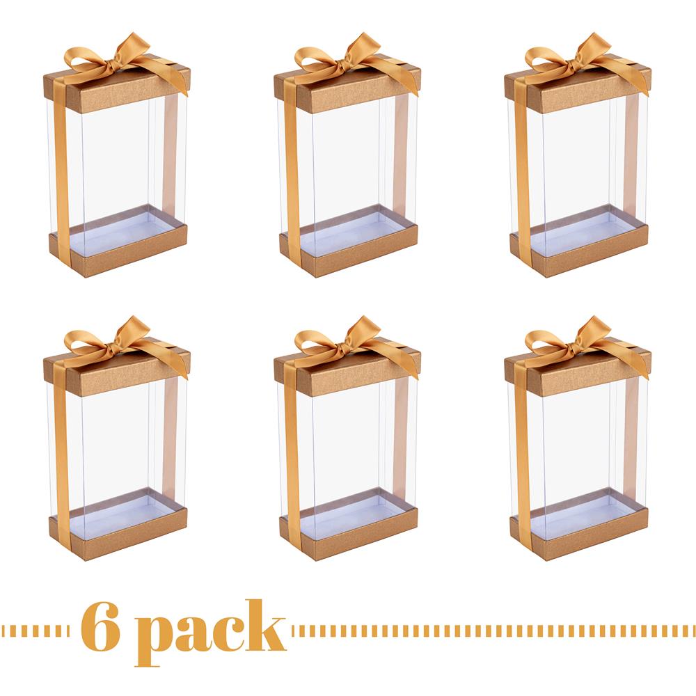 Plastic Gift Boxes 7.5X5X2.5" 6 Pack Bakery Boxes With Base Lid & Ribbon from Hammont