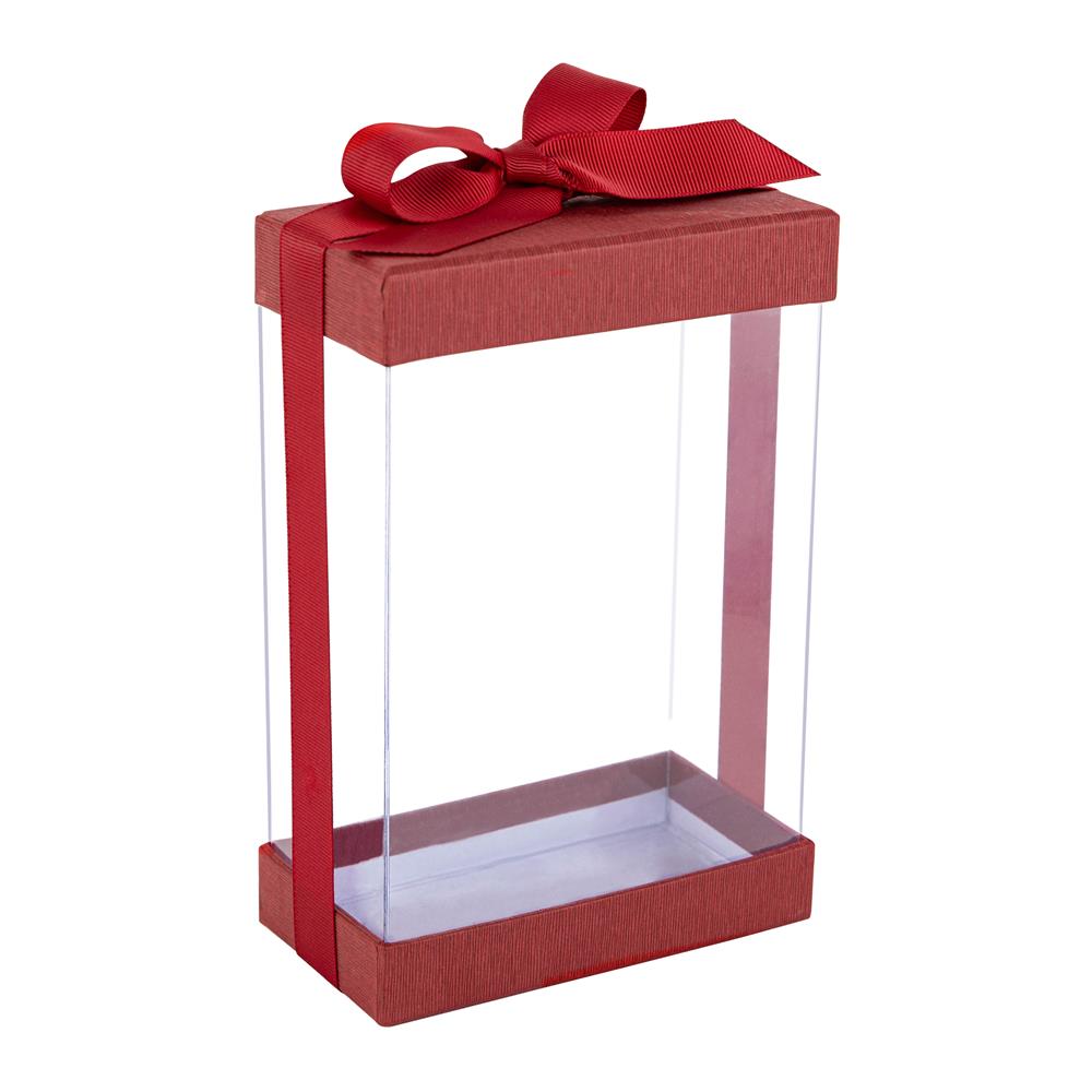 Plastic Gift Boxes With Base Lid & Ribbon Maroon 7.5X5X2.5" 6 Pack Bakery Boxes from Hammont