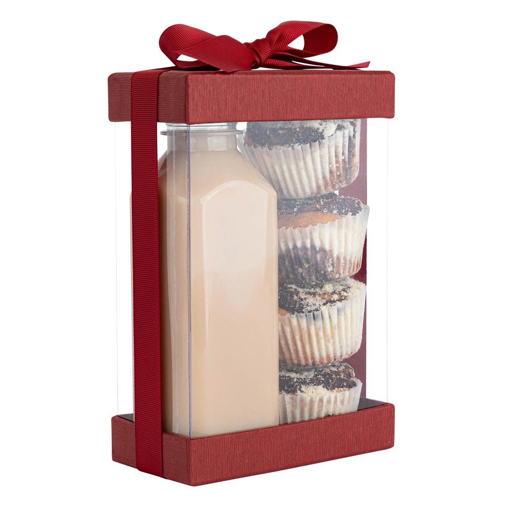 Plastic Gift Boxes With Base Lid & Ribbon Maroon 7.5X5X2.5" 6 Pack Bakery Boxes from Hammont