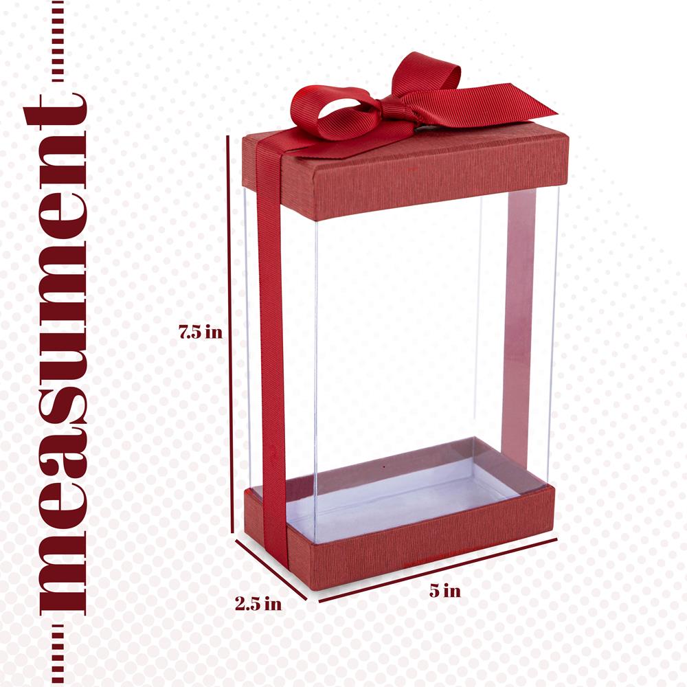 Plastic Gift Boxes With Base Lid & Ribbon Maroon 7.5X5X2.5" 6 Pack Bakery Boxes from Hammont